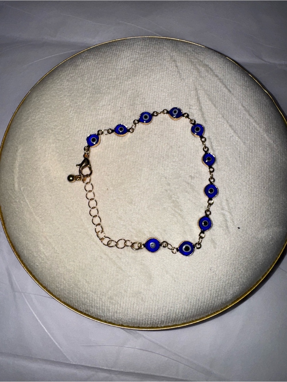 Gold Chain Anklet with Blue Evil Eye Beads
